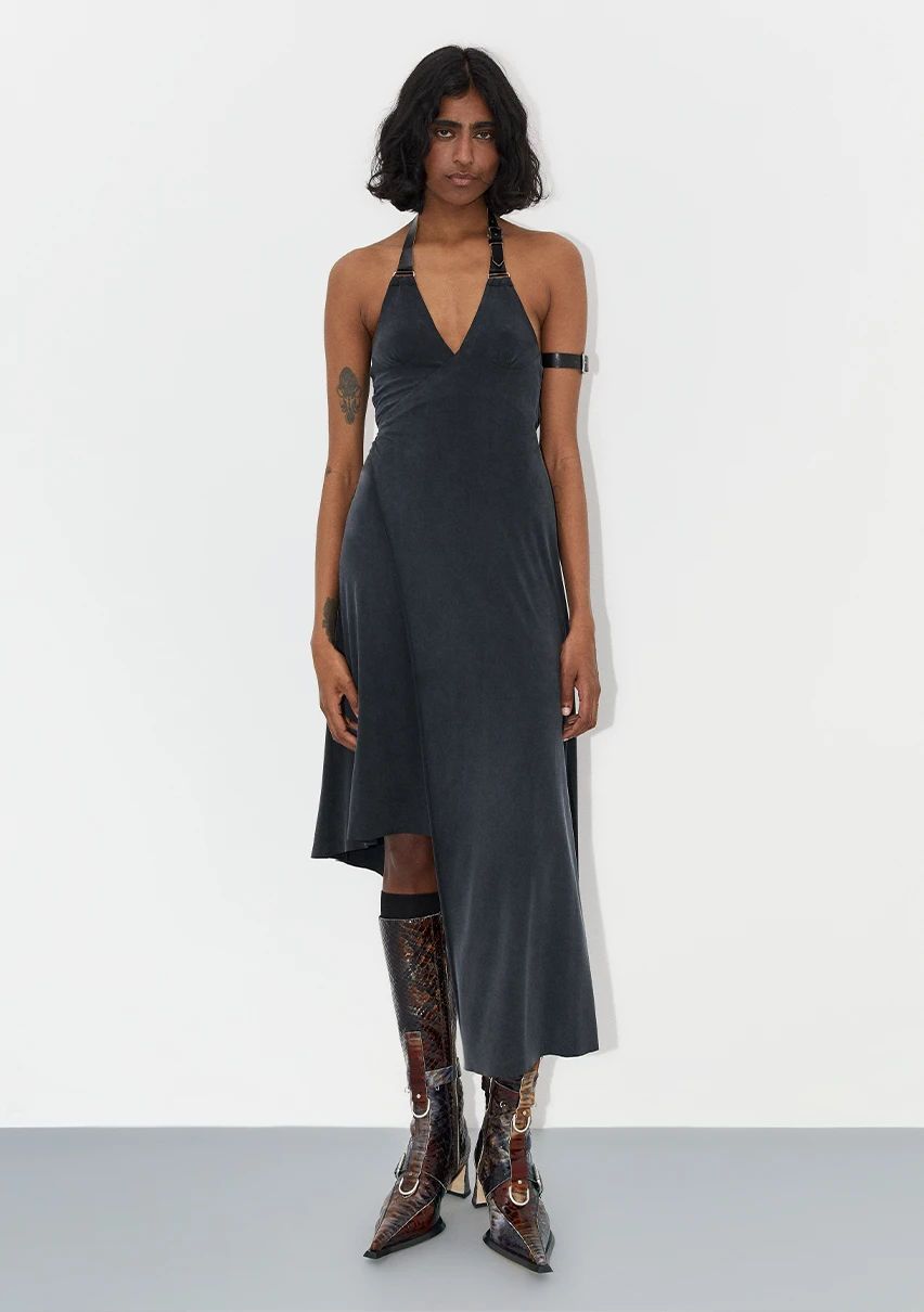 EC2-Total-cira-black-cupro-dress-donka-leather-arm-belt-eliya-brown-snake-buckled-tall-boots-CP-1