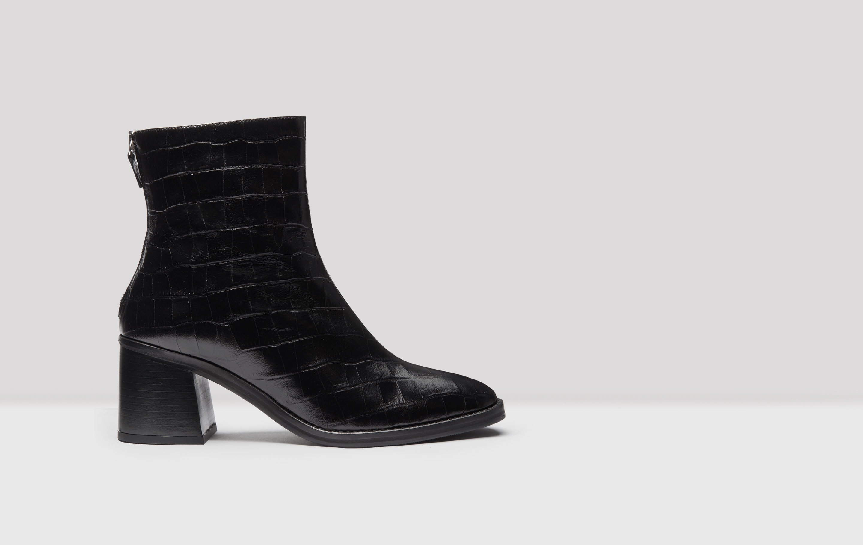 Cybil Black Croc Leather Boots 