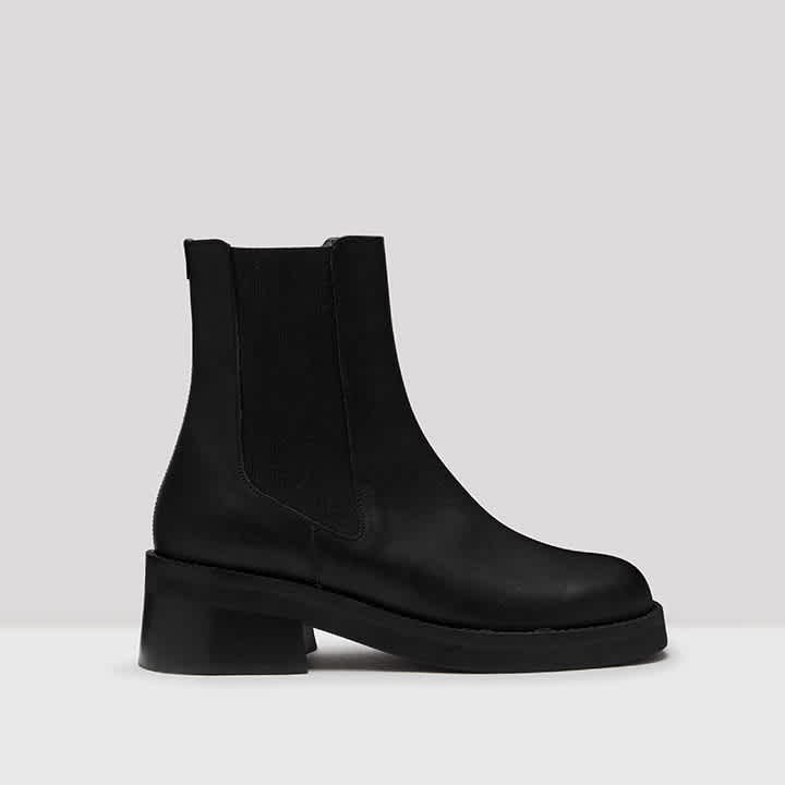 Thea Black Leather Boots // E8 by Miista // Slip-On Boots