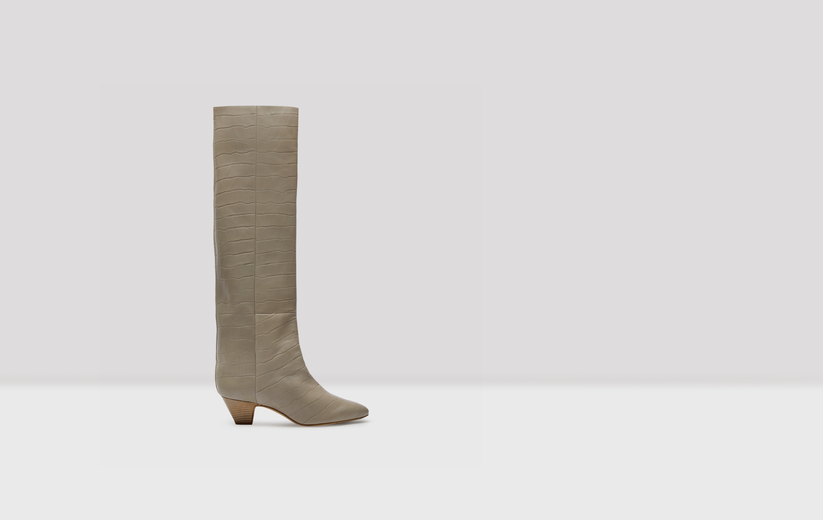 Katerina Taupe Croc Leather Boots 
