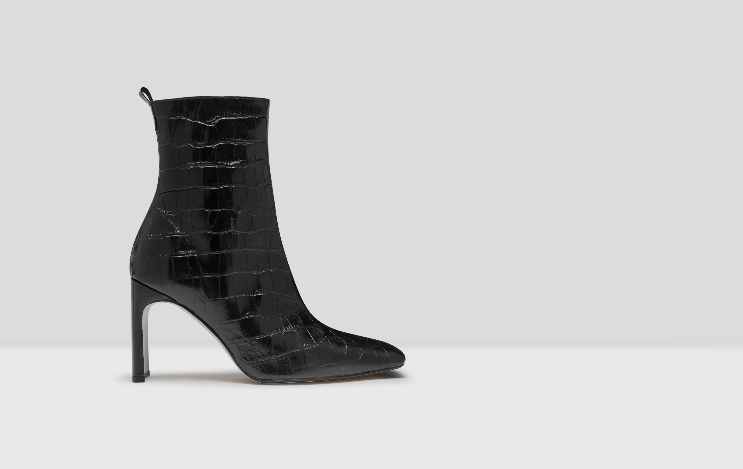 black croc leather boots
