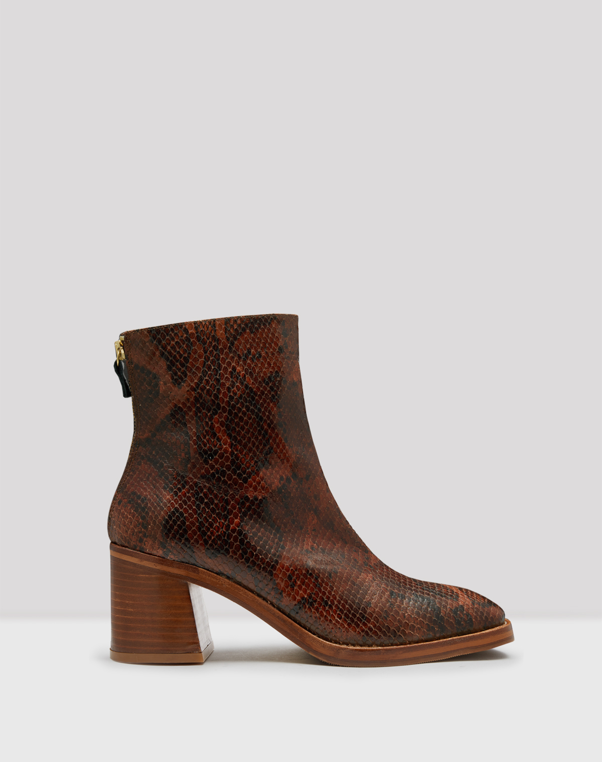 Cybil Brown Snake Leather Boots 