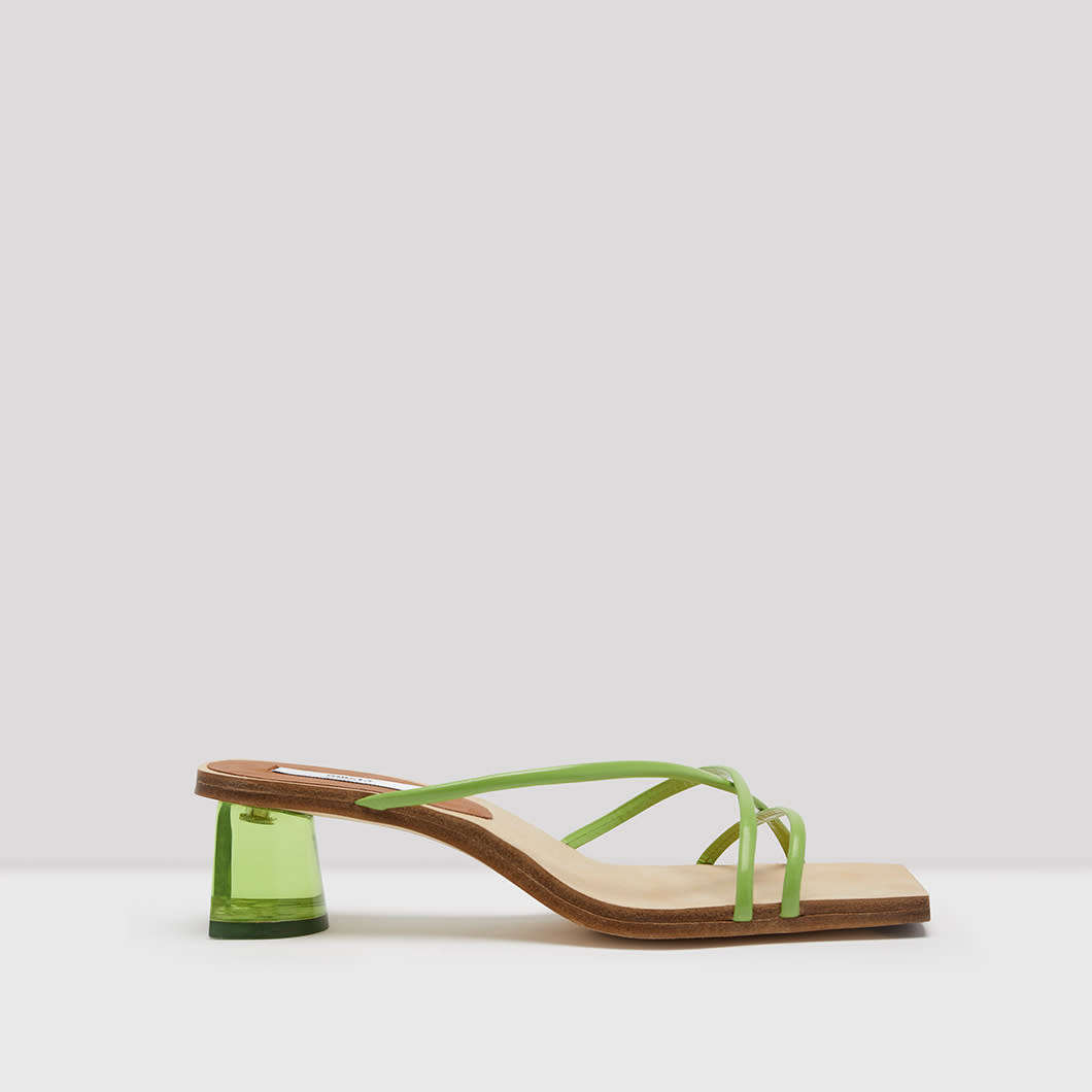 Nikki Lime Leather Sandals