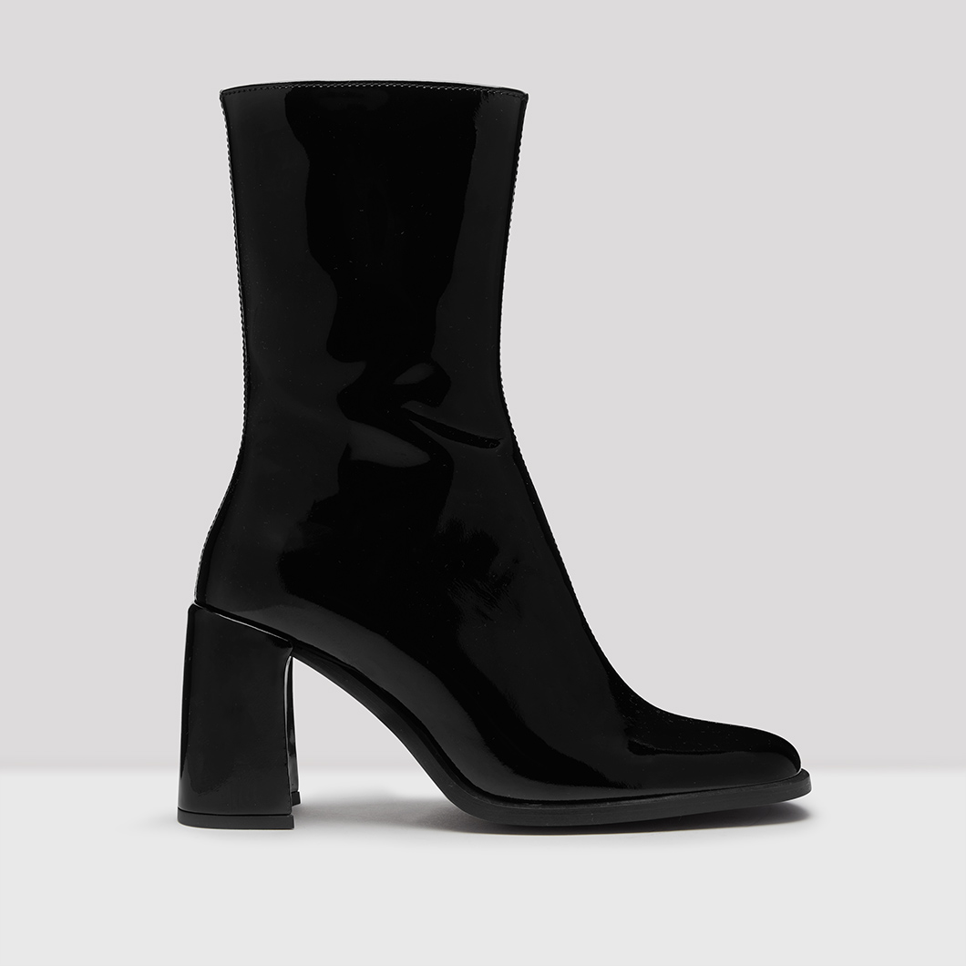 black patent tall boots