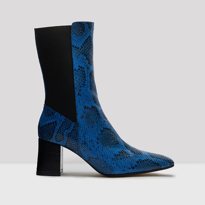 Judita Blue Snake Leather Slip-On Boots 