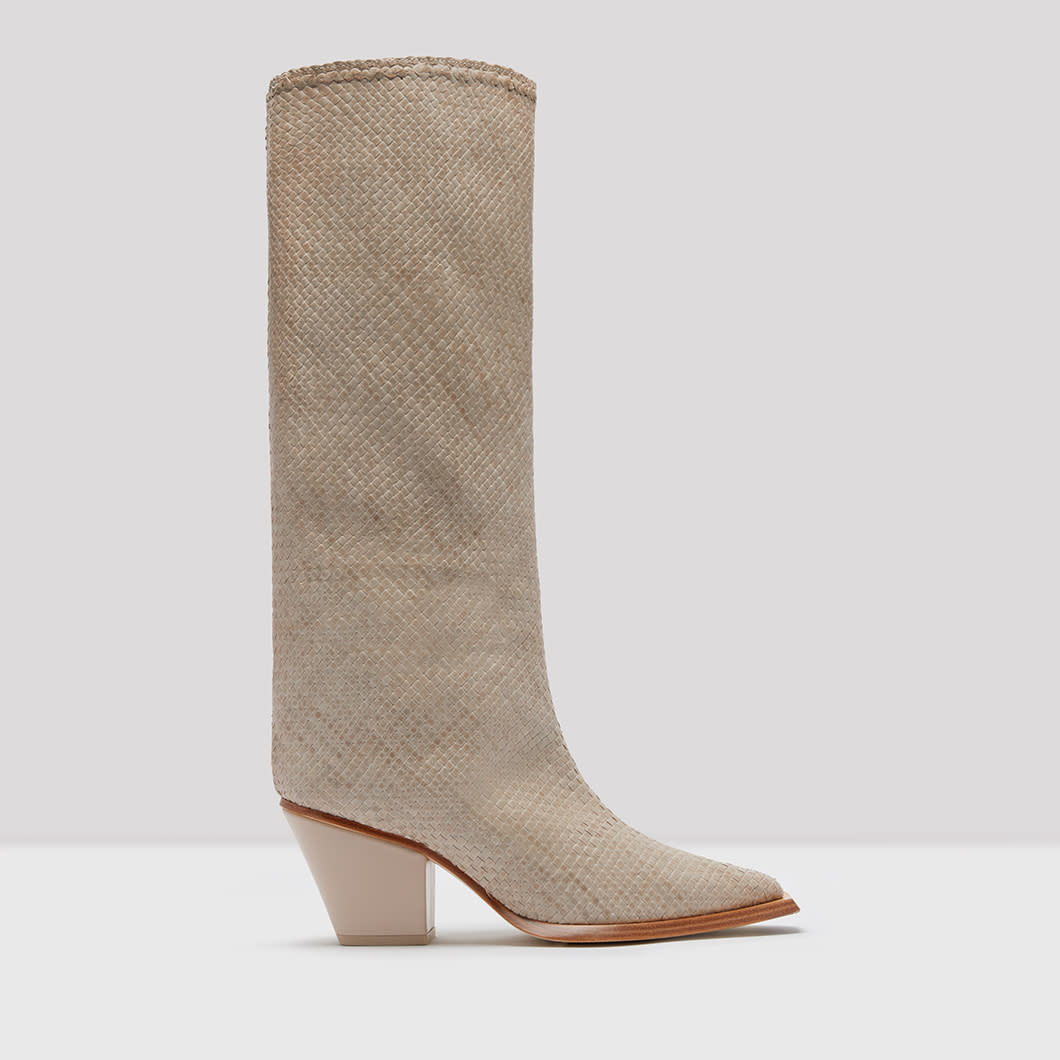 Dallis Parchment Woven Leather Boots