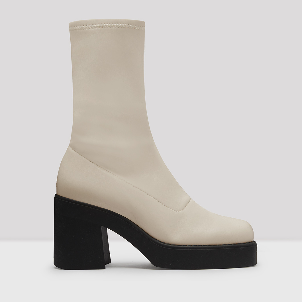 White Stretch Boots // E8 Shoes 