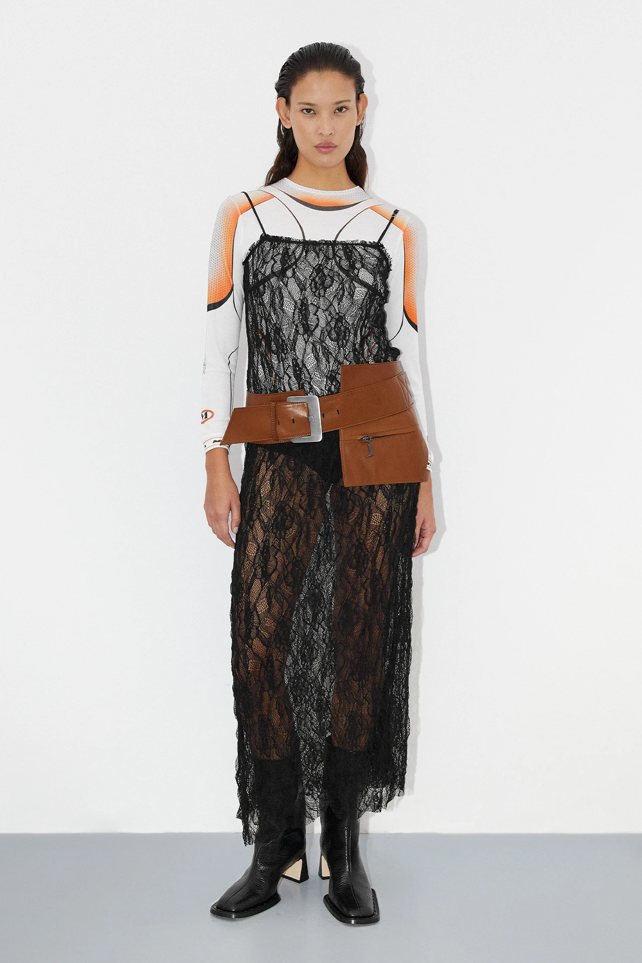 EC-miista-Rio-Brown-belt-raleigh-black-boots-giulia-lace-black-long-dress-Therese-White-Orange-Top-01