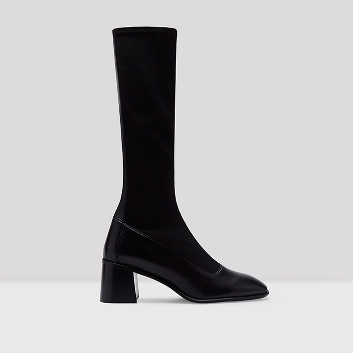 Alisa Black Stretch Leather Boots // E8 