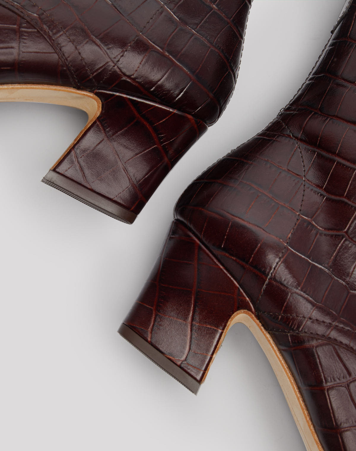 Zelie Mahogany Croc Leather Boots 
