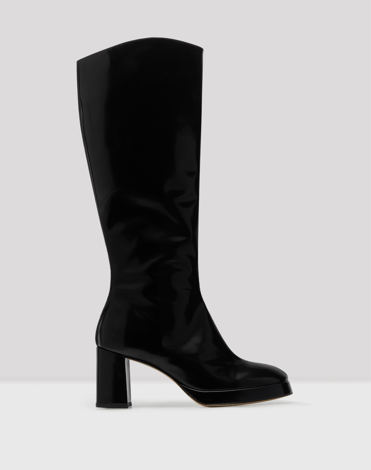 black leather tall boots