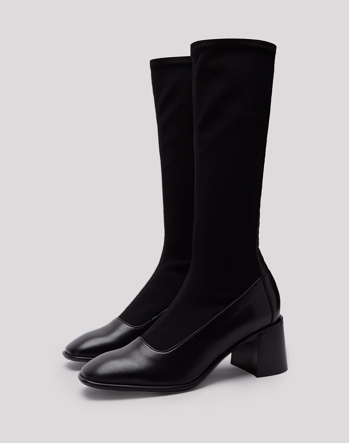 black leather stretch boots