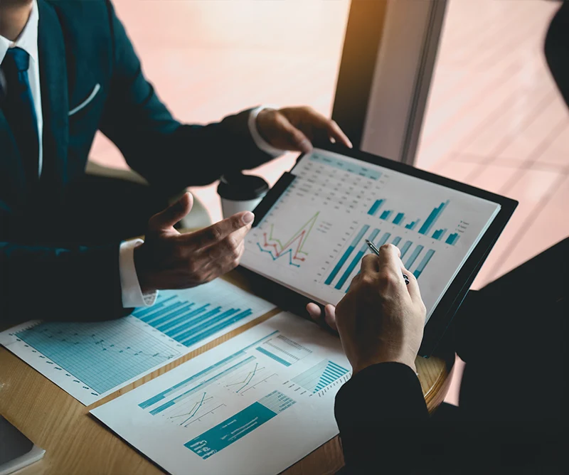 Property and casualty insurance concepts illustrated through building imagery and data graphics.