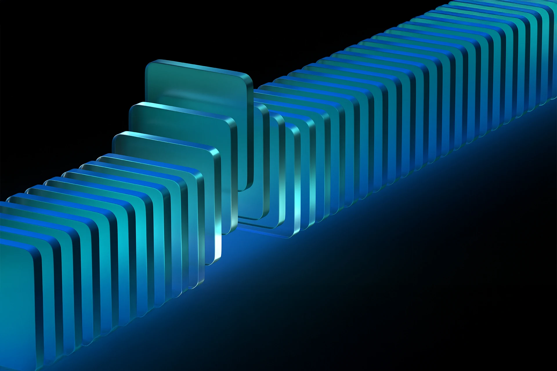 Stacked digital shapes symbolizing enterprise AI deployment challenges.