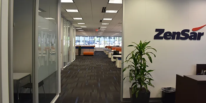 Interior workspace view of customer delivery center Research Triangle Park NC