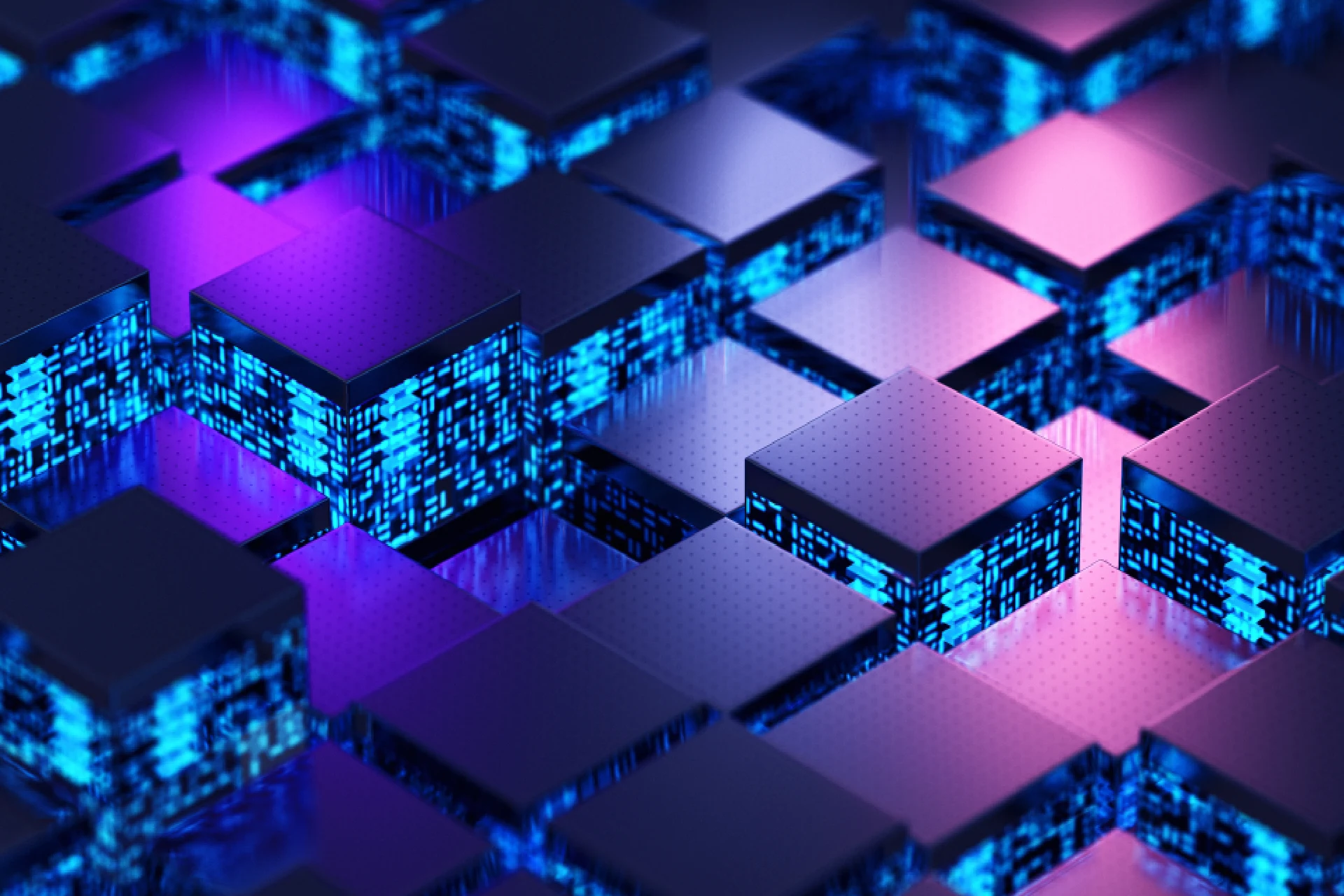 Digital representation of blocks symbolizing data technology in finance