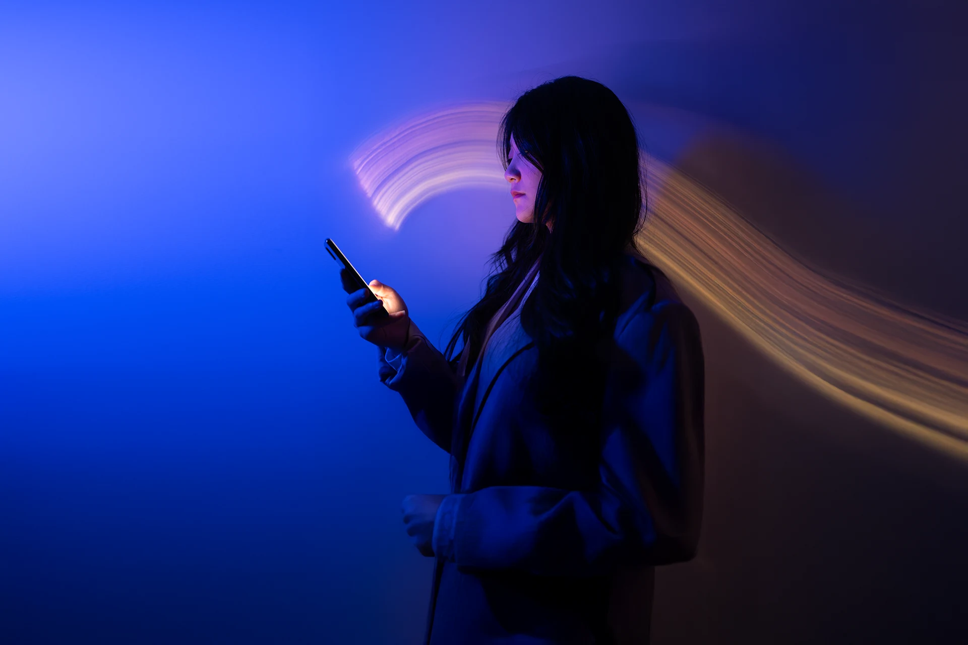 User interacting with smartphone for digital transformation