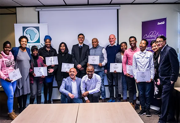 Group photo of South African students and mentors for Education Africa project