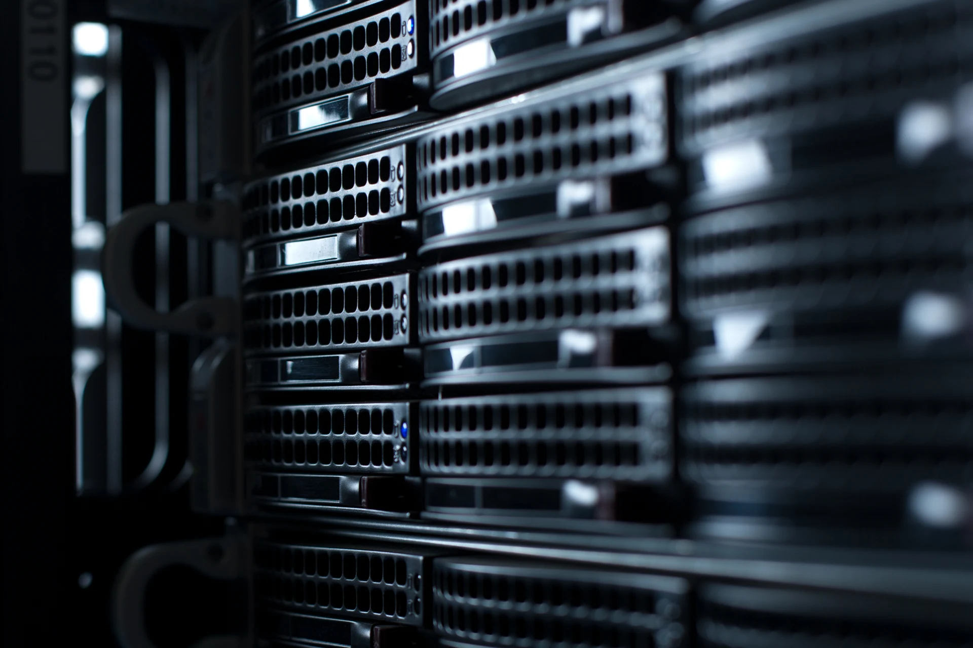 Close-up of a server rack showcasing digital automation technology.