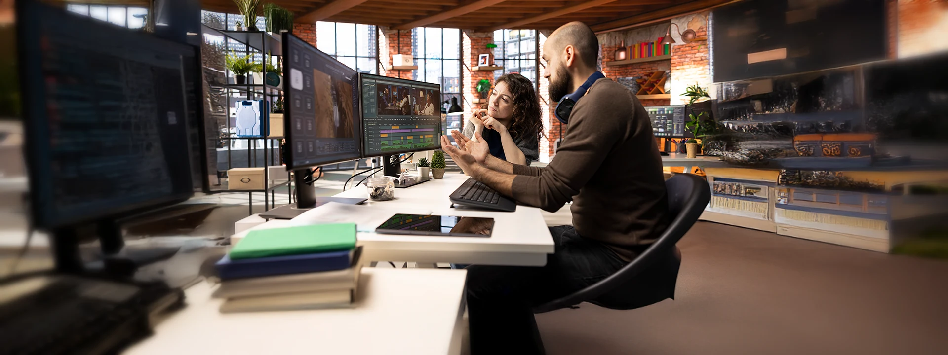 Professionals discussing film and video production strategies