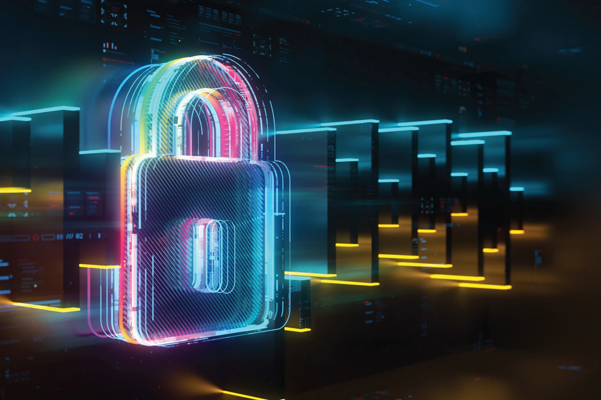Digital padlock representing AI-driven security solutions and infrastructure