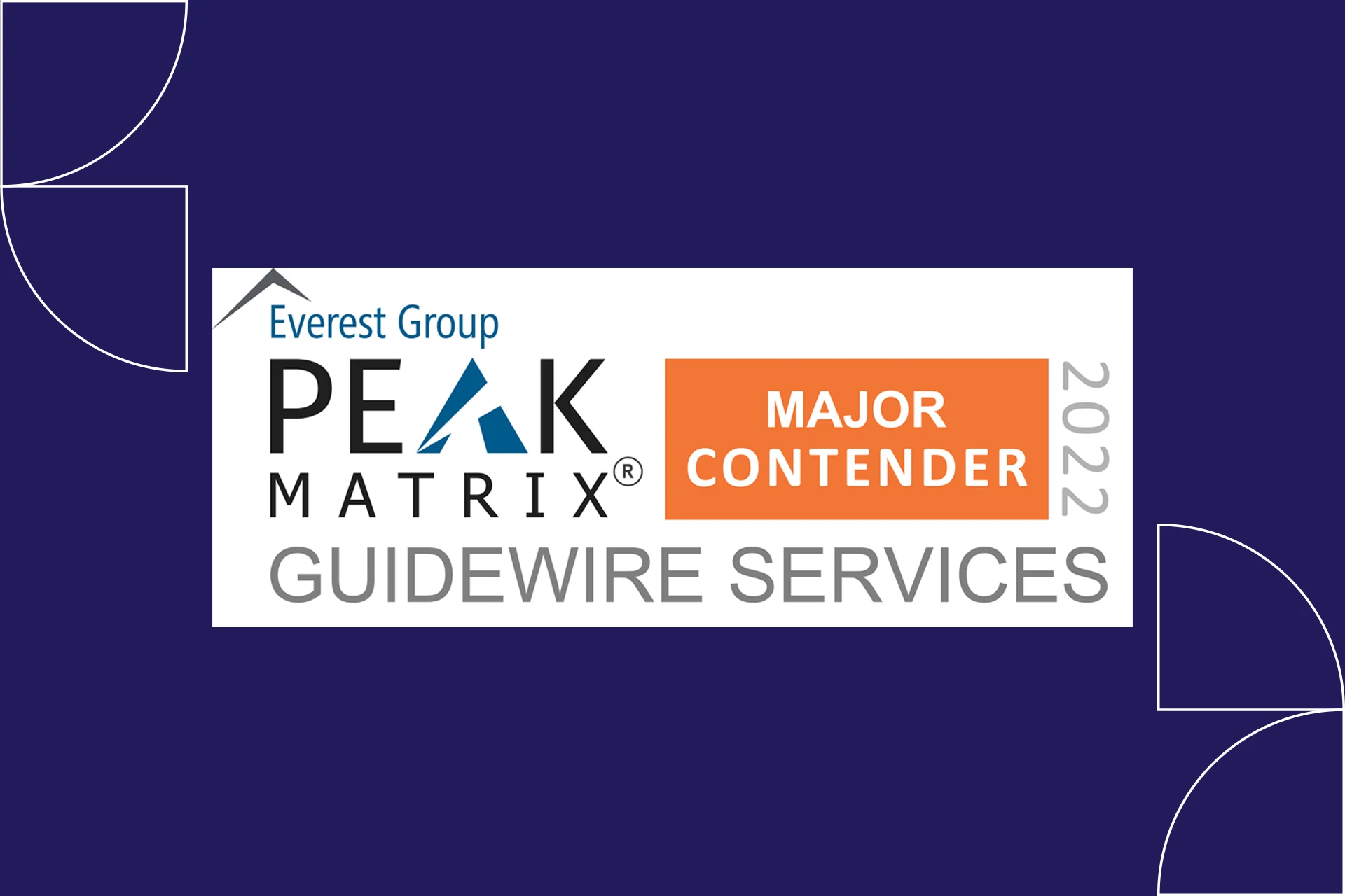 Everest Group PEAK Matrix Major Contender 2022 Guidewire Services badge
