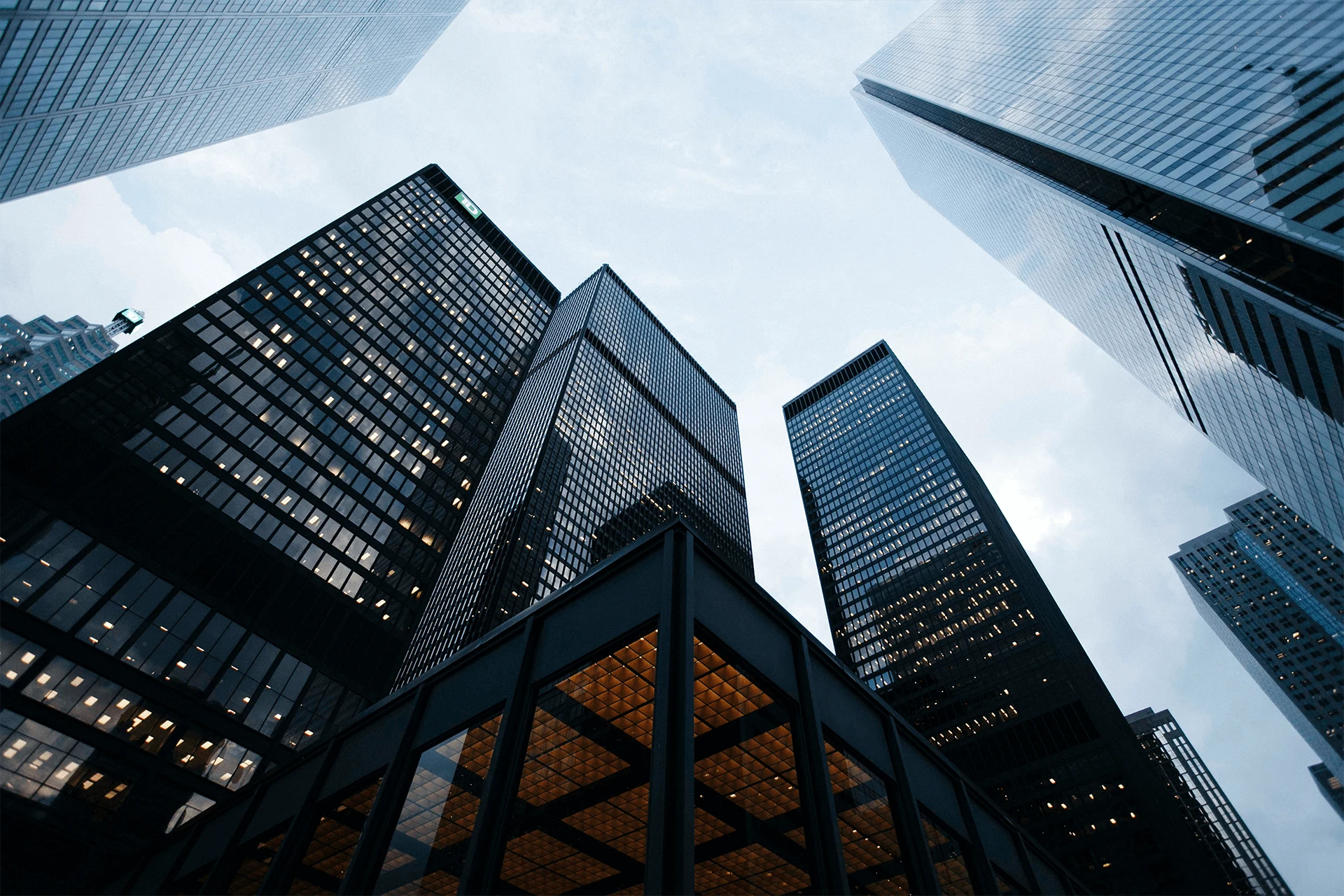 Modern skyscrapers viewed from ground level representing corporate governance