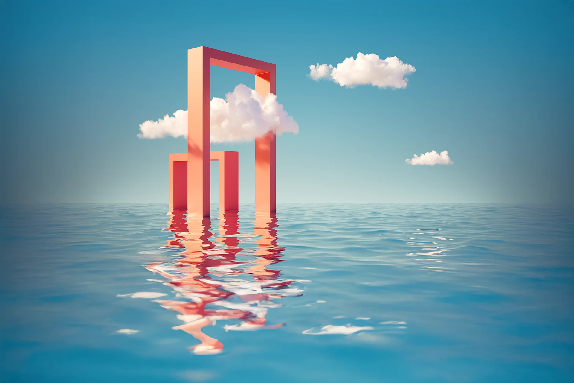 Pillars above water representing AWS migration and modernization competency