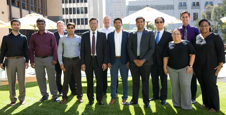 Group photo of corporate team members outdoors for Ocean Discovery Institute