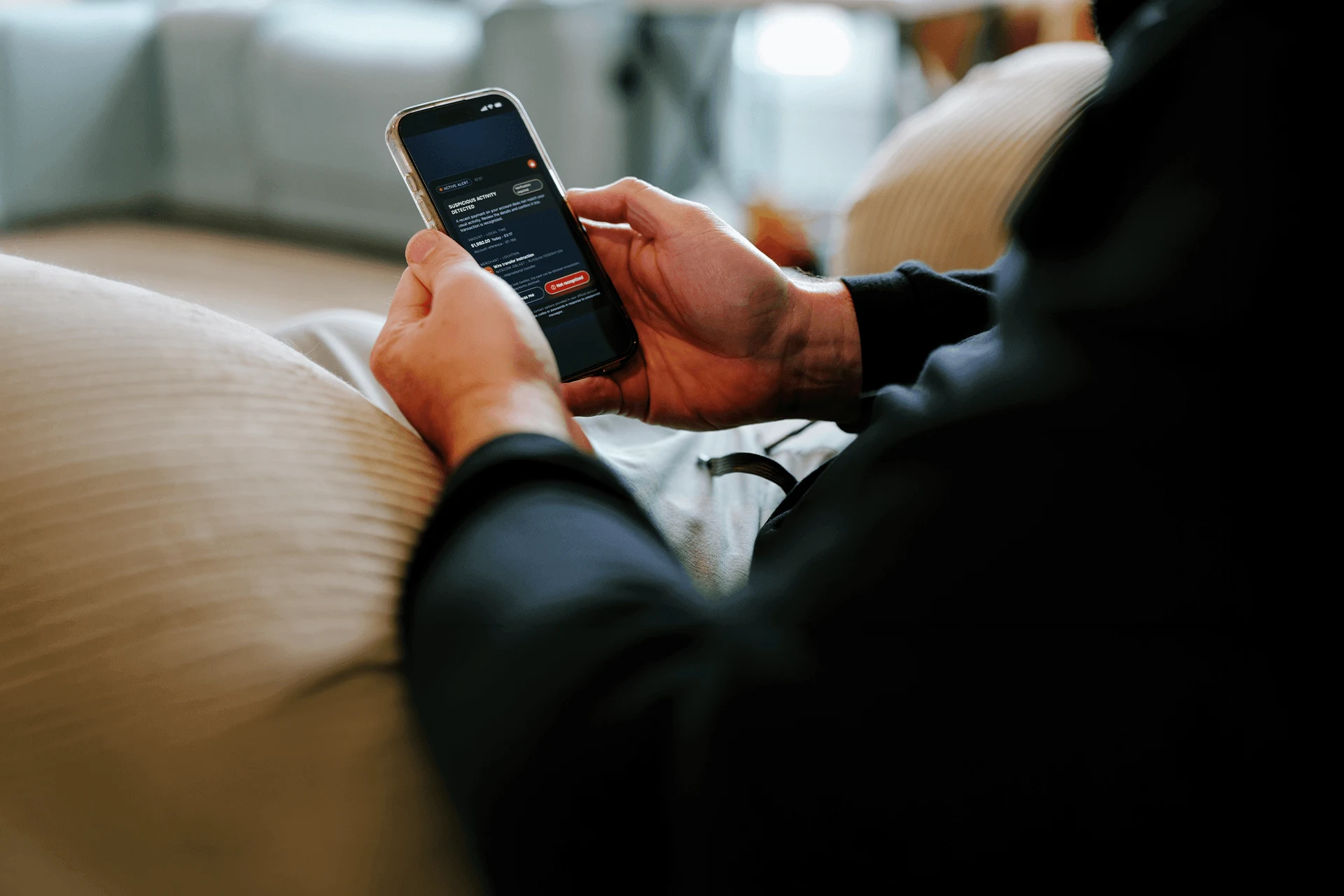 Person using a smartphone to access mobile insurance fraud detection tools