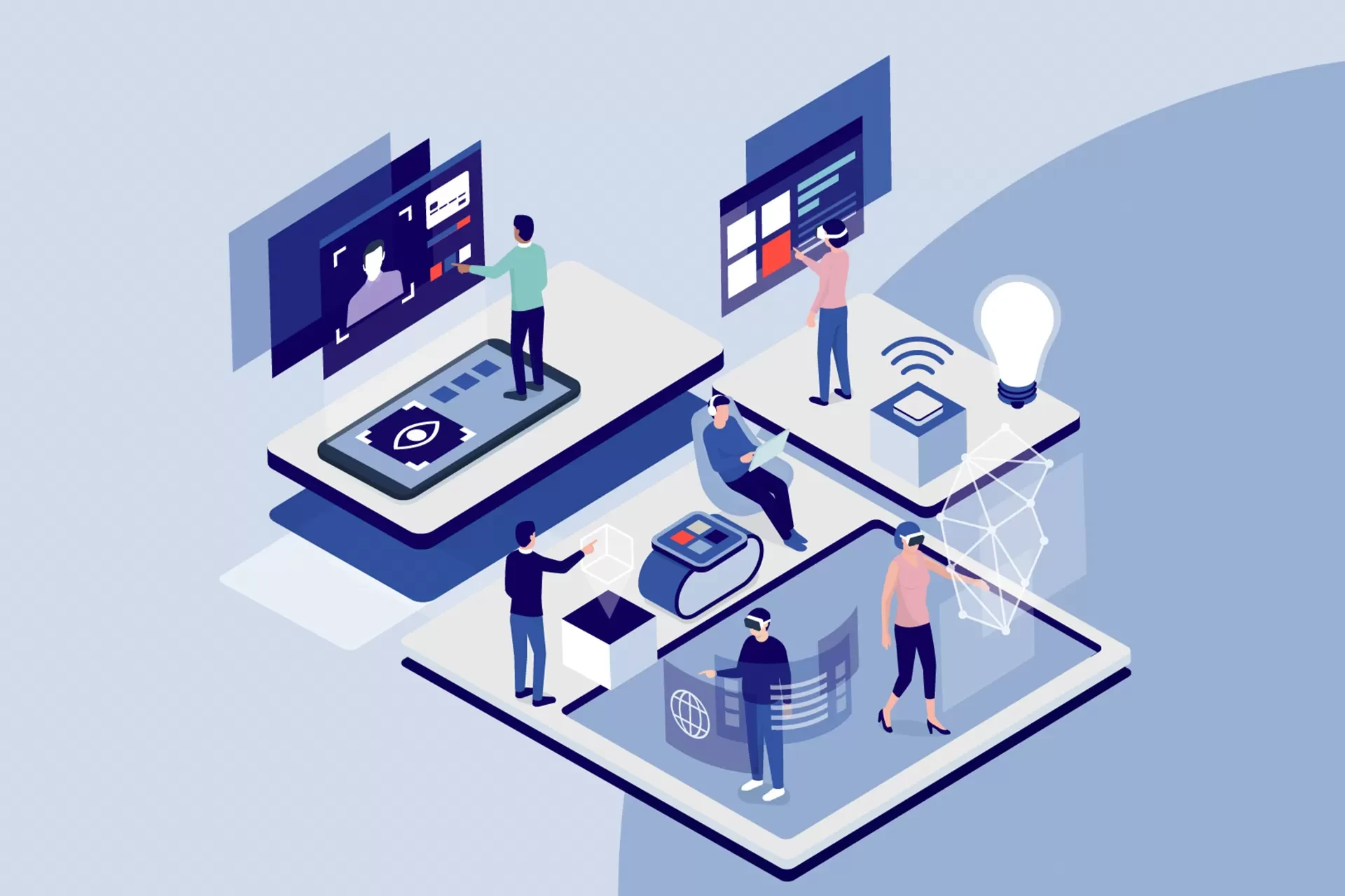 User interacting with immersive digital banking interface on fintech platform