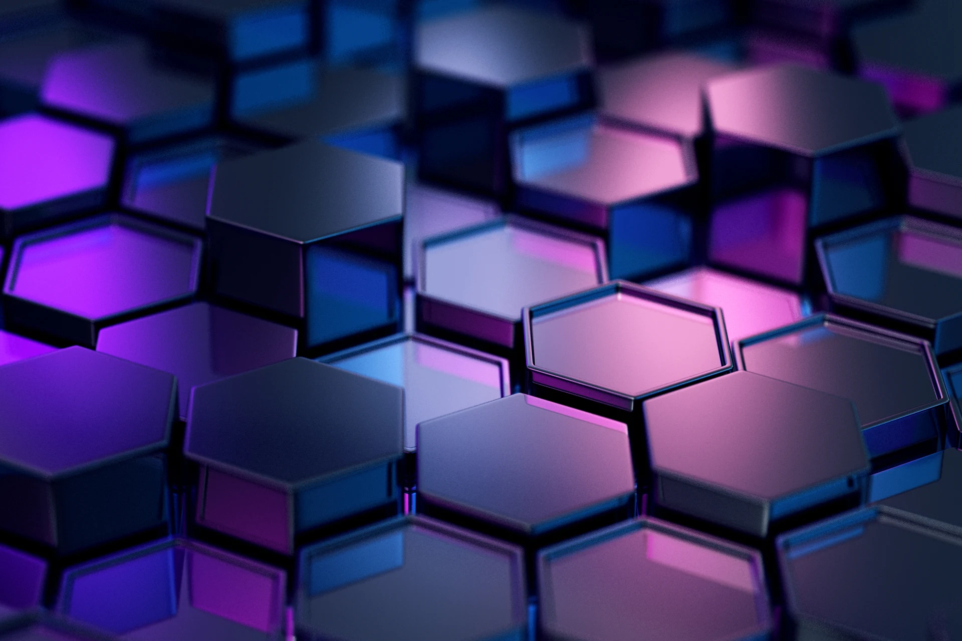 Abstract pattern of interlocking hexagonal shapes in vibrant tones