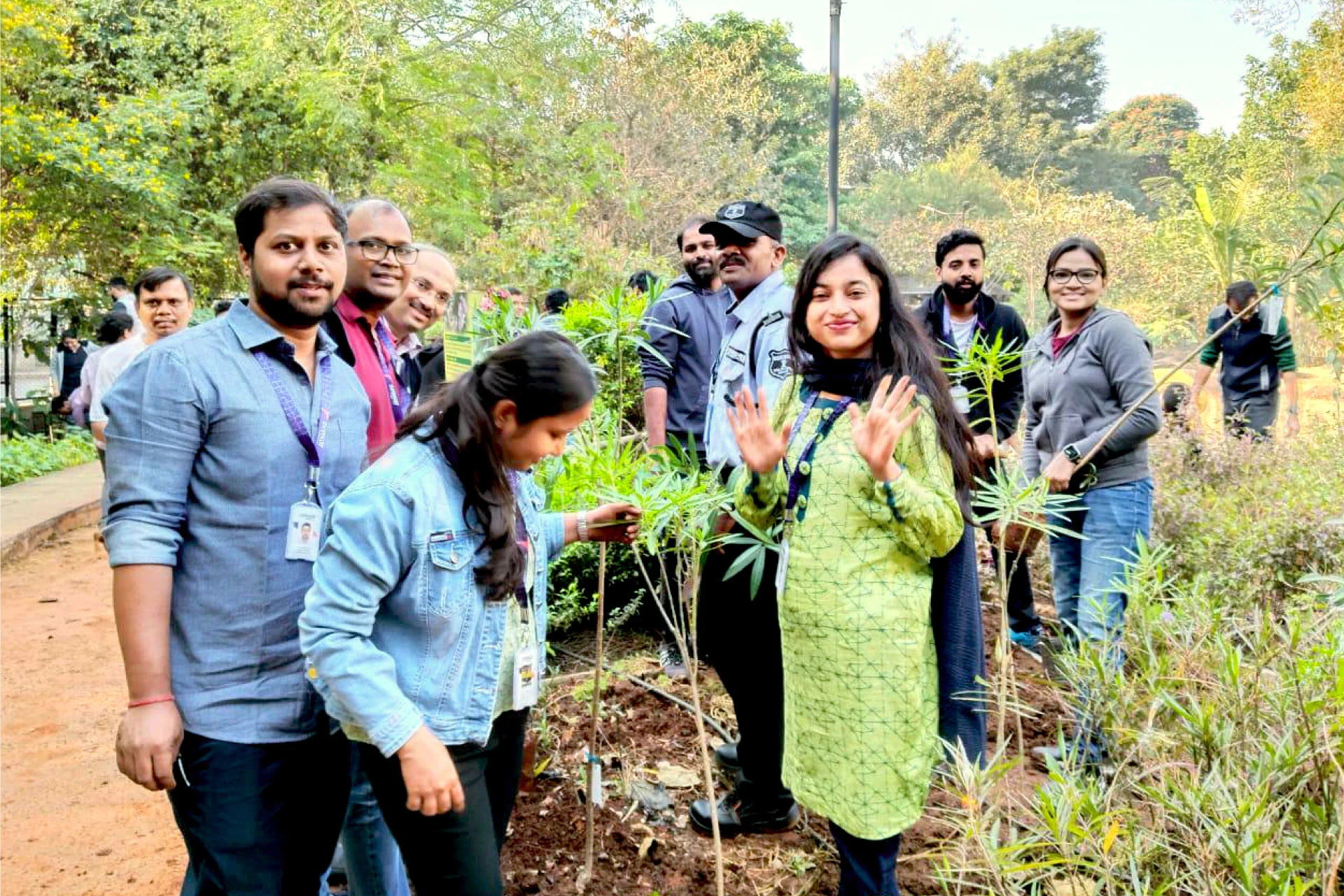 Zensar employees planting saplings at Udaan Biodiversity Park in Pune