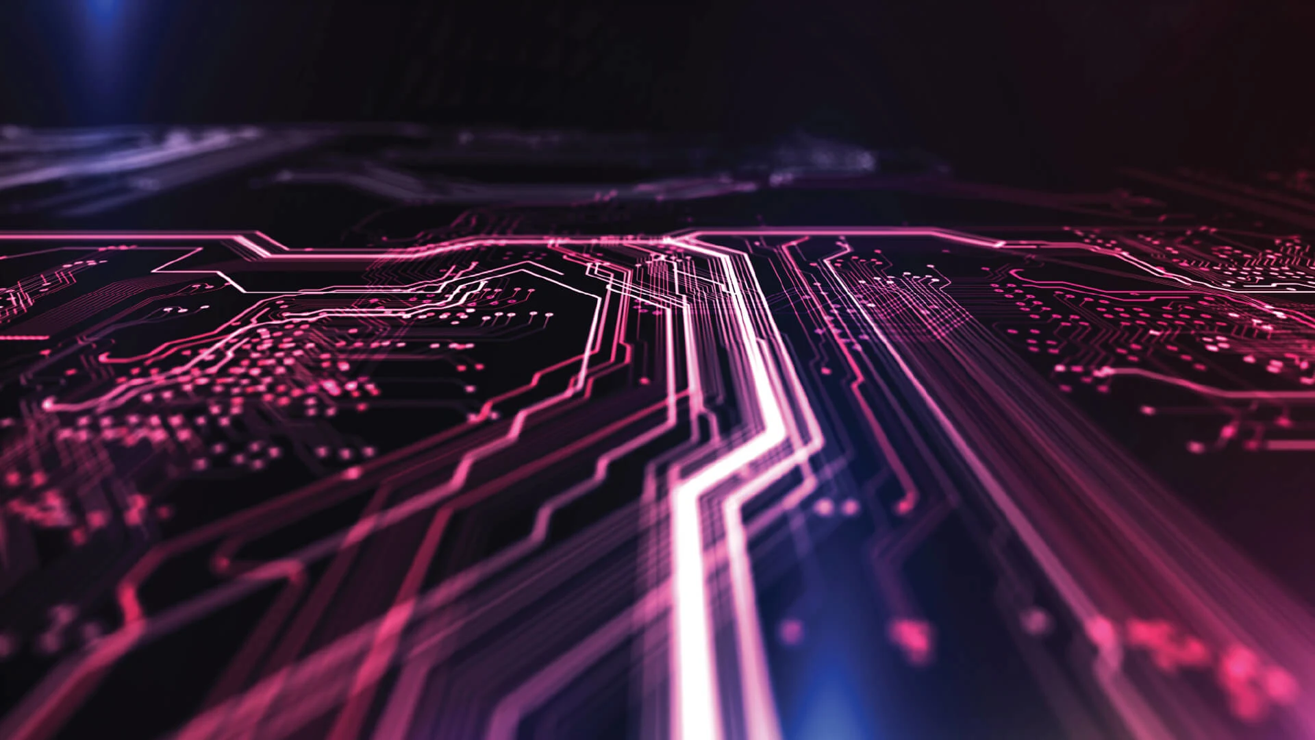 Close-up view of a circuit board with intricate electronic pathways