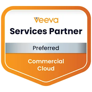 Veeva Services Partner badge for preferred Commercial Cloud services