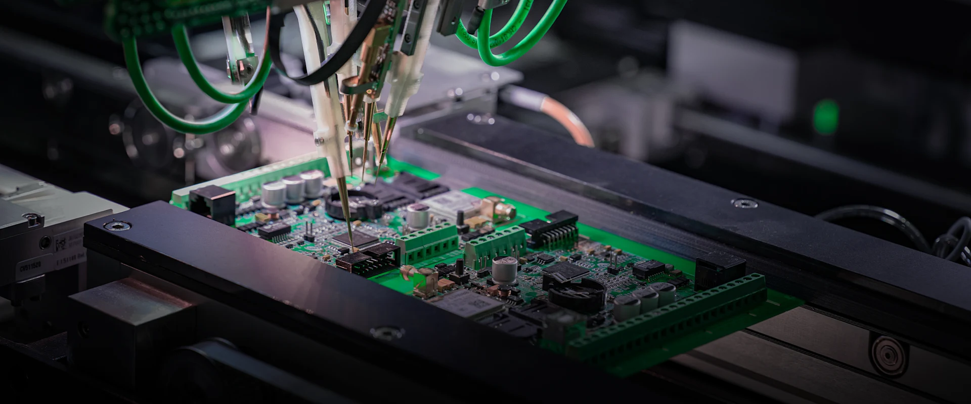 Machine assembling electronic circuit board, showcasing advanced manufacturing technology
