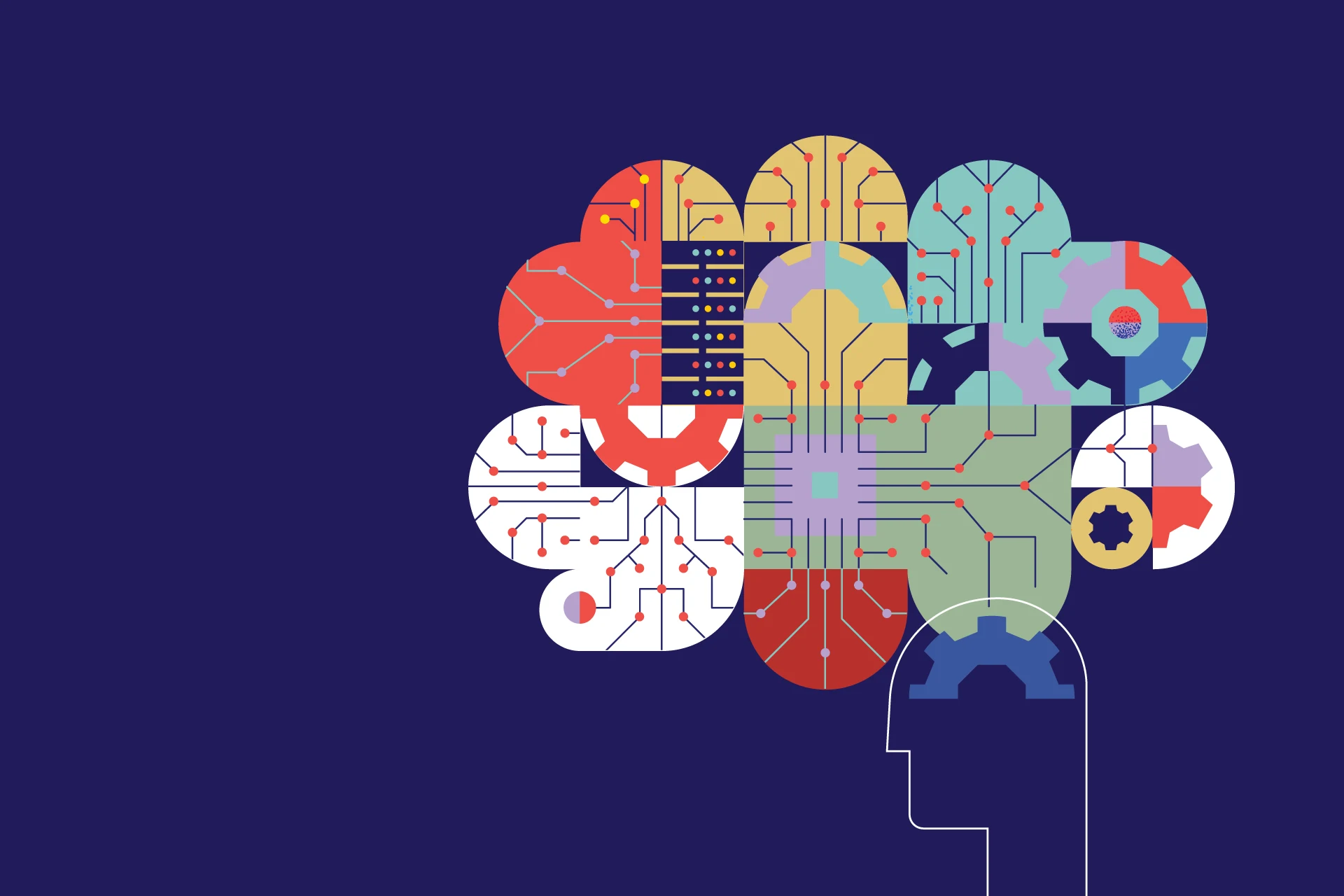 Digital circuit patterns neural brain illustration for ISG AI Impact Summit London