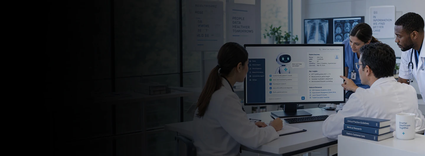 Desktop banner healthcare intelligence platform offering page