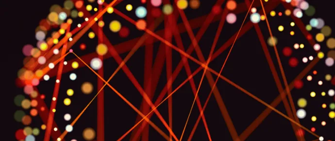 Abstract digital network visualization representing cloud technology
