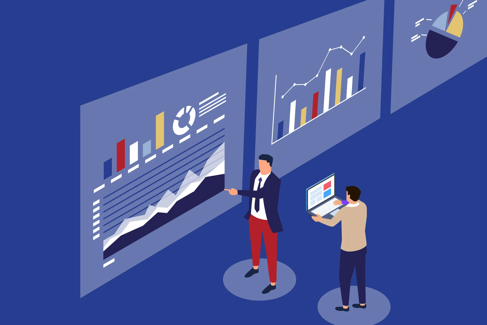 Business teams tracking key metrics for data‑driven digital transformation