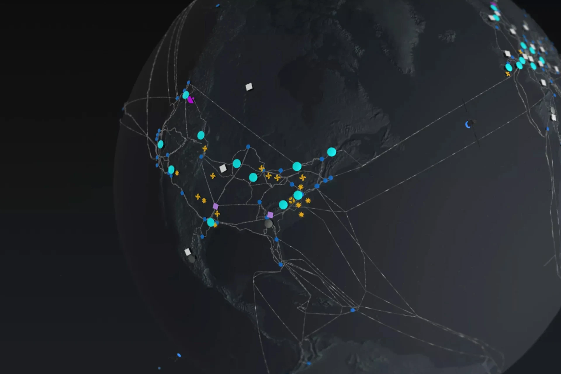 3D visualization of Microsoft Azure's global cloud infrastructure network.