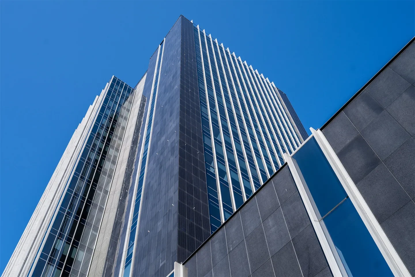 Modern office building representing digital transformation in banking