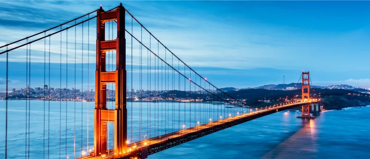 Golden Gate Bridge San Francisco at dusk for Oracle OpenWorld 2019 presentation