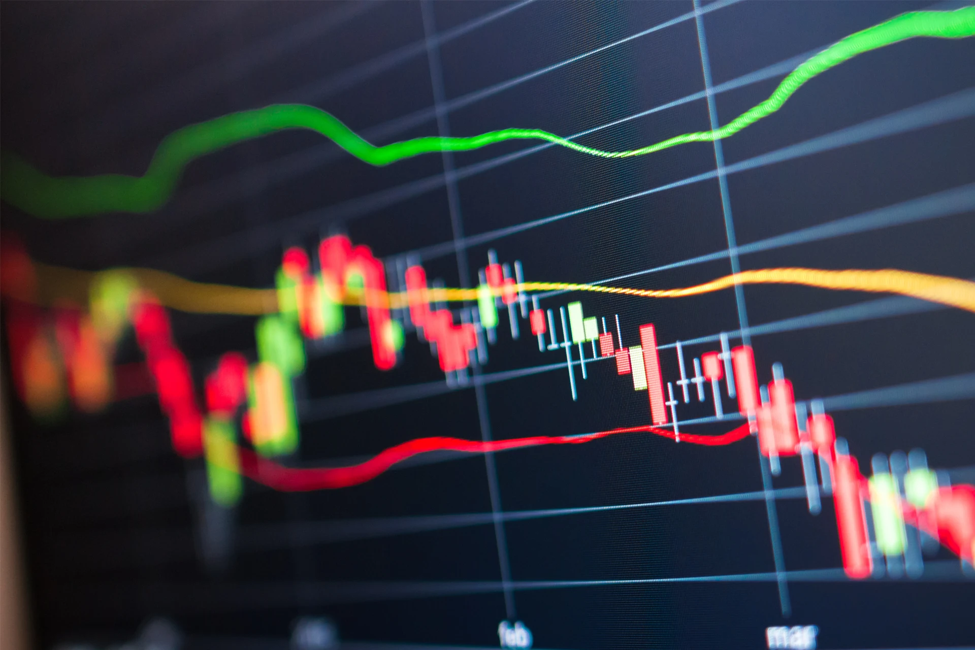 Stock market data visualization illustrating trends in banking and finance
