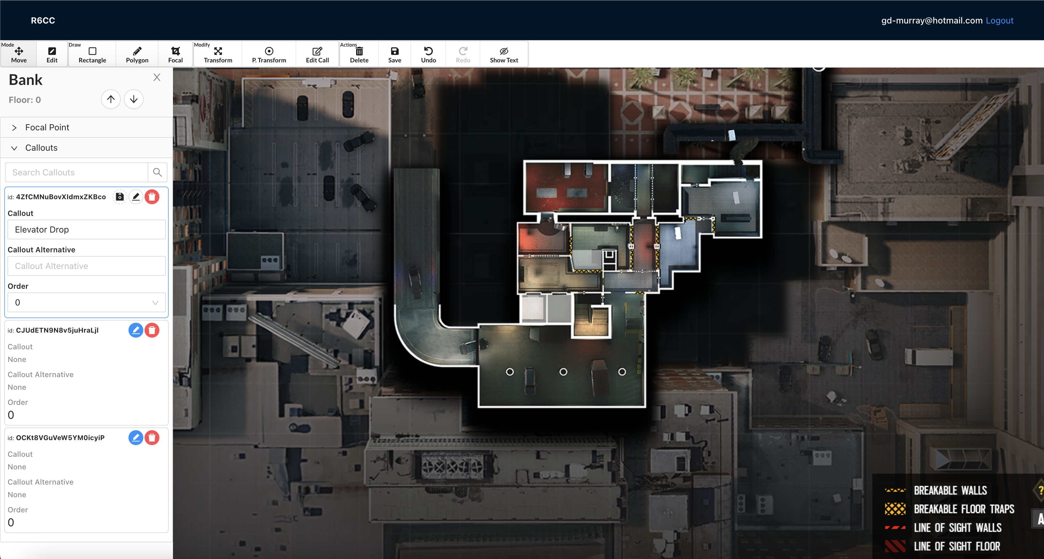 R6CC is a web-based application dedicated to enhancing the strategic gameplay of Rainbow Six Siege players. It allows users to view, edit, and share detailed map callouts, facilitating better communication and strategy planning within the game. The platform supports interactive map viewing and custom callout editing.
