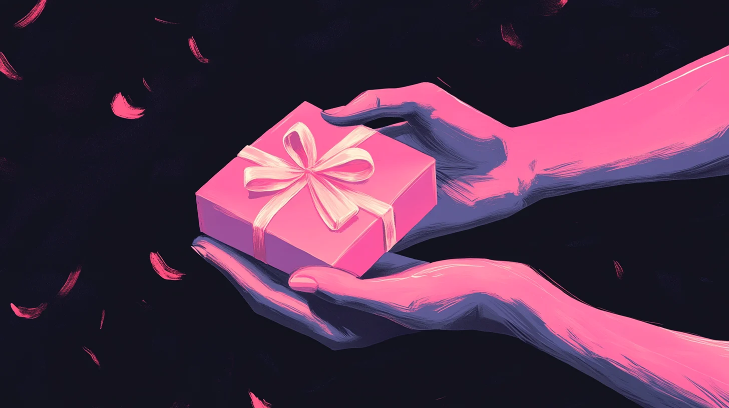 ghanee.step_hands_giving_a_gift_to_charity_pink_and_black_backg_6b6a831e-acec-47cc-a817-fc4fae3c375a.png