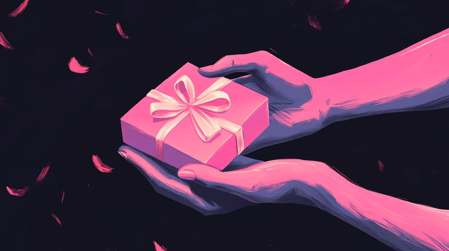 ghanee.step_hands_giving_a_gift_to_charity_pink_and_black_backg_6b6a831e-acec-47cc-a817-fc4fae3c375a.png