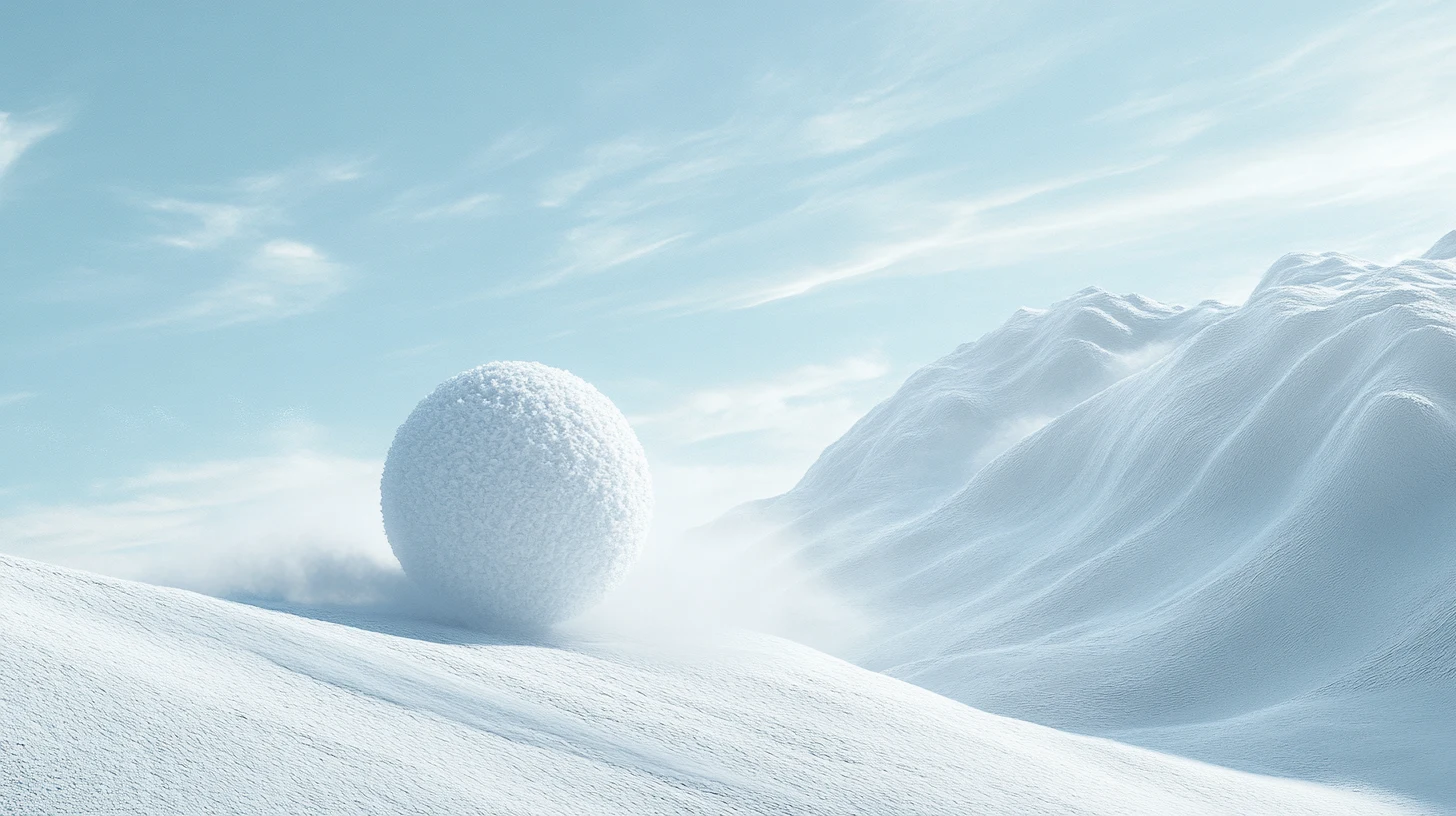ghanee.step_snowball_rolling_down_a_snowy_hill_motion_conveyed__38667034-d6ea-4be1-8a12-ef30f78b4819.png