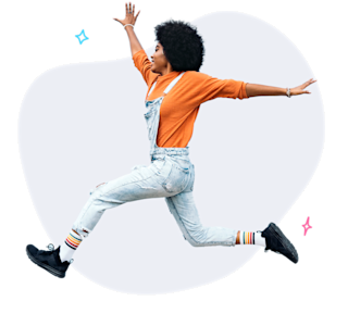 A girl jumping for joy