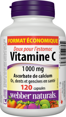 Vitamine C ascorbate de calcium doux pour l'estomac  1 000 mg  120 capsules